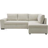 Canapé d'angle convertible réversible NIRVANA 4 a 5 places - Tissu velours côtelé perle - Coffre de rangement - L247 x P 183 x H 87