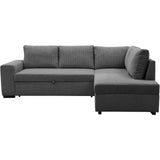 Canapé d'angle convertible réversible NIRVANA 4 a 5 places - Tissu velours côtelé anthracite - Coffre de rangement - L247 x P 183 x