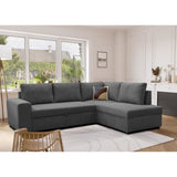 Canapé d'angle convertible réversible NIRVANA 4 a 5 places - Tissu velours côtelé anthracite - Coffre de rangement - L247 x P 183 x