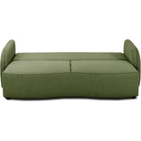 Canapé convertible BARI 3 places - Tissu olive - Coffre de rangement - L215 x H89 x P100 cm