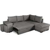Canapé d'angle convertible réversible 4 places MITCHELL - Tissu Anthracite - L 247 x P 91 x H 205 cm - Coffre de rangement