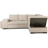 CanapÈ d'angle convertible rÈversible 4 places MITCHELL - Tissu Beige - L 247 x P 91 x H 205 cm - Coffre de rangement