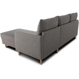 Canapé d'angle fixe 3 places CHIPY - Tissu anthracite - Réversible - L 192 x P 137 x H 82 cm - Pieds noir