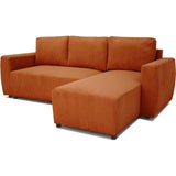 Canapé d'angle convertible 3 a 4 places PHARELL - Tissu velours cotelé terracotta - Réversible - L 224 x P 155 x H 85 cm