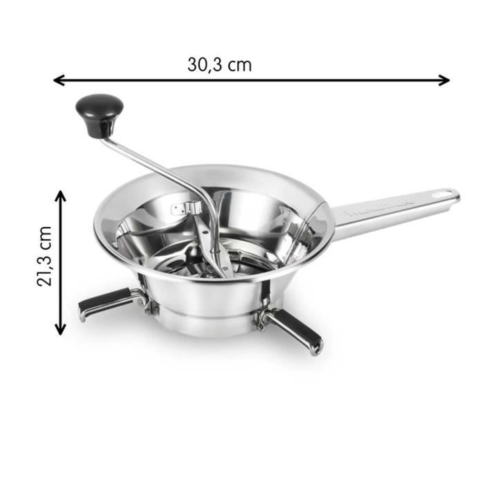 MOULINEX Classic Moulin a lÈgumes, Acier inoxydable, Bols jusqu'a 21 cm, Compatible lave-vaisselle, FabriquÈ en France A40106