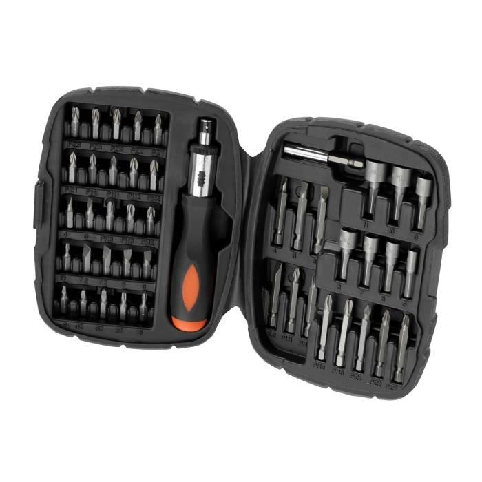 Kit tournevis et embouts a cliquet - BLACK+DECKER - A7039-XJ - 45 pieces