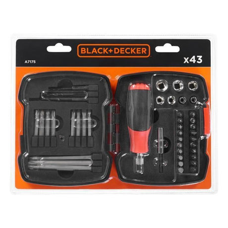 Coffret tournevis a cliquet - BLACK+DECKER - A7175-XJ - 43 pieces - embouts, douilles