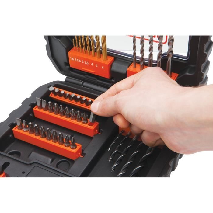 Coffret perçage vissage - BLACK+DECKER - A7232-XJ - 50 Accessoires - Forets, Embouts, Fraise