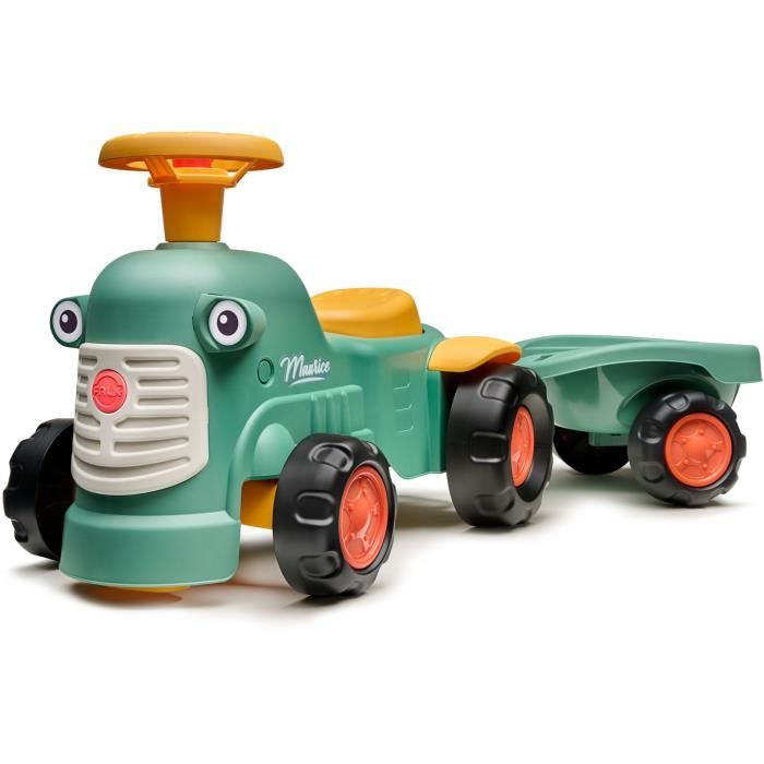 Porteur tracteur Maurice - FALK - Volant directionnel et remorque - 100% Fabriqué en France - 90% de plastique recyclé - Des 12 mois