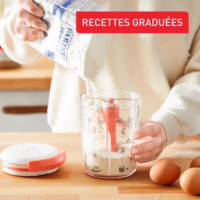 TEFAL Crepes Express MÈlangeur p‚te a crepes, PrÈparation en 2 minutes, Sans grumeaux, 3 recettes graduÈes intÈgrÈes K1844404