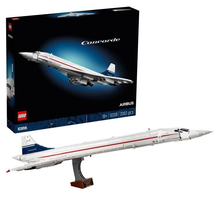 LEGO 10318 Exclu Cdiscount Icons Le Concorde, Maquette d'Avion a Construire pour les Adultes, Set de Véhicule d'Avion