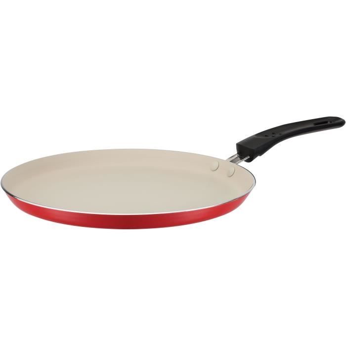 Crepiere avec étaleur - GSW - 456715 - Aluminium - Extérieur rouge siliconé - 26 cm - Tous feux dont induction