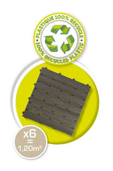 Smoby - Set de 6 dalles - Plancher de Maison - Anti-UV - 45x45cm - Effet texturÈ bois - Plastique 100% recyclÈ - FabriquÈ en France