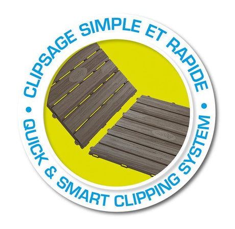 Smoby - Set de 6 dalles - Plancher de Maison - Anti-UV - 45x45cm - Effet texturé bois - Plastique 100% recyclé - Fabriqué en France