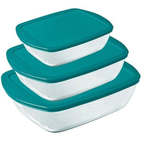 Lot de 3 plats avec couvercle - PYREX - Cook & Store - Verre - Rectangulaire - 0,4/1,1/2,5 L