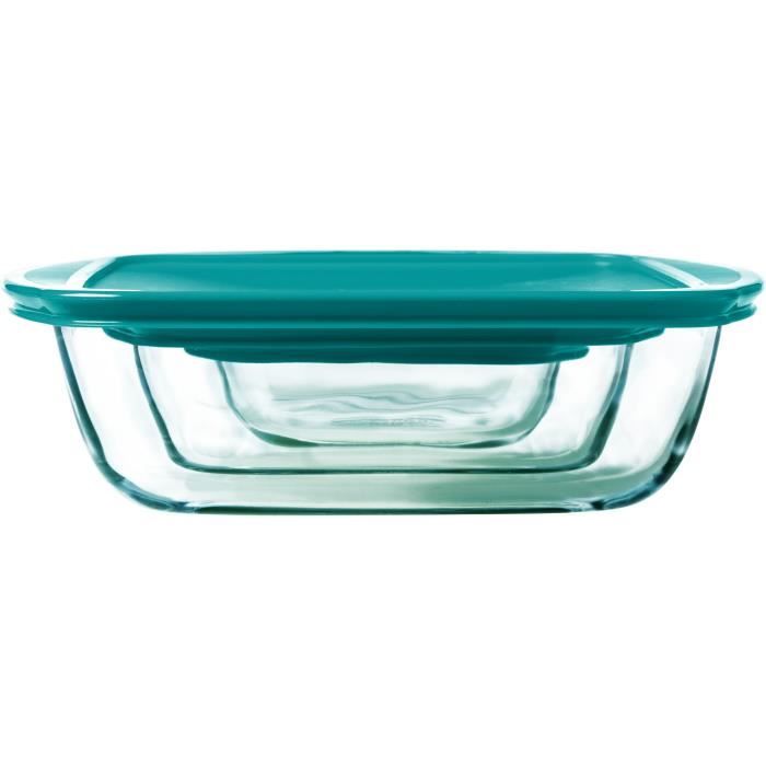 Lot de 3 plats avec couvercle - PYREX - Cook & Store - Verre - Rectangulaire - 0,4/1,1/2,5 L