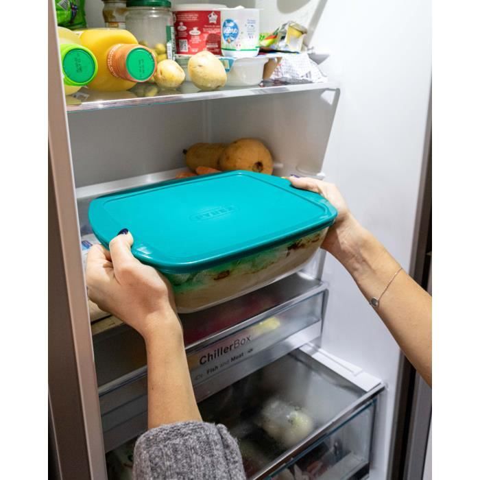 Lot de 3 plats avec couvercle - PYREX - Cook & Store - Verre - Rectangulaire - 0,4/1,1/2,5 L