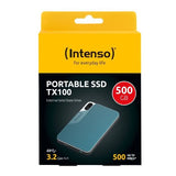 Disque Dur Interne - INTENSO - TX100 - 500 Go - Portable SSD - Couleur Bleu
