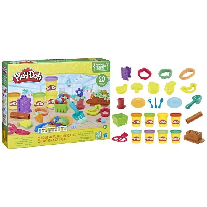 Play-Doh Mon petit jardin, Coffret de p‚te a modeler pour faire pousser des fleurs et fruits avec accessoires, Des 3 ans