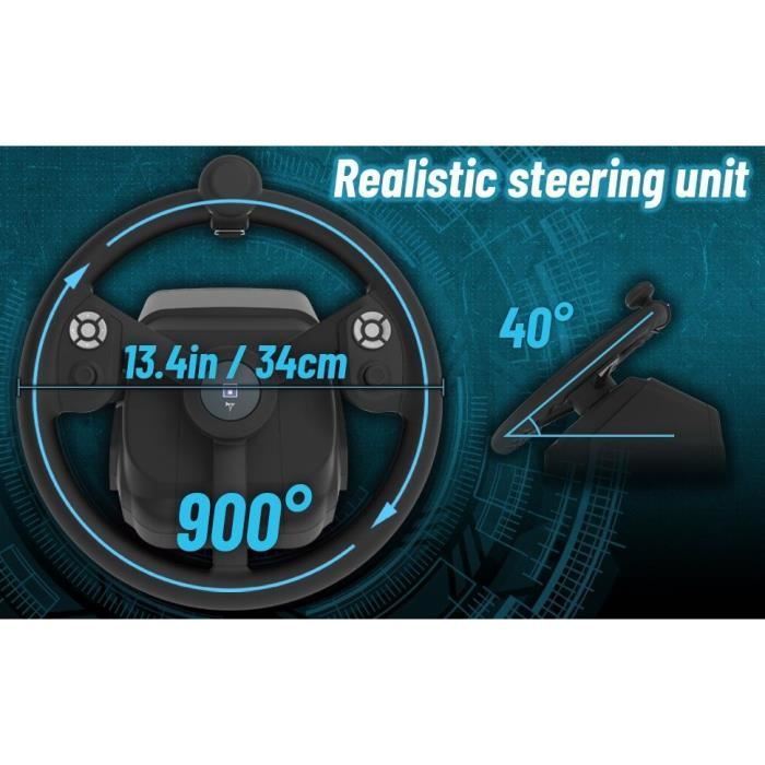 Volant de simulation agricole - HORI - PC - 340 mm - 900° de rotation - 76 boutons