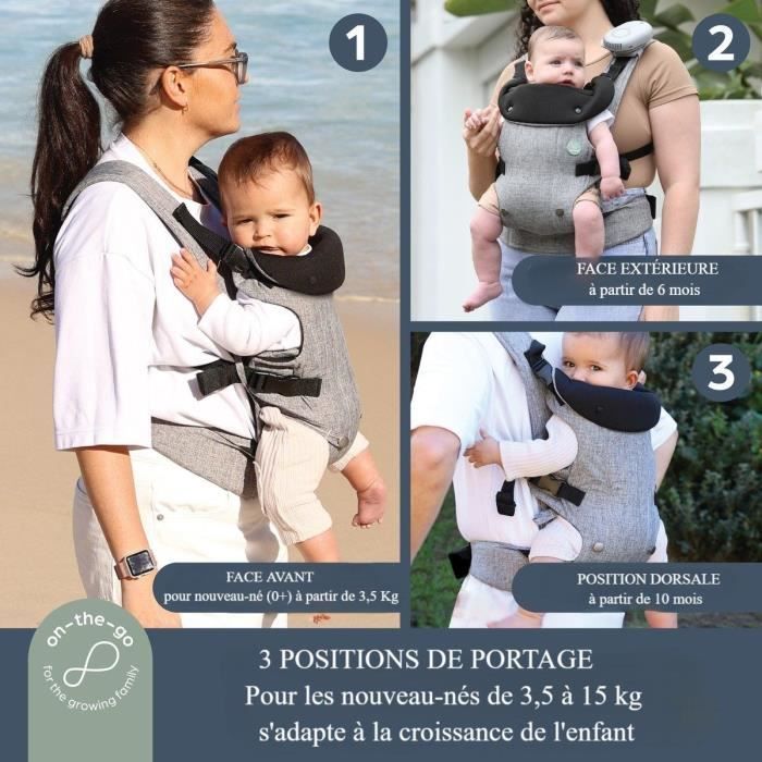 Dreambaby Porte-bébé ajustable 3-1 Journey - confortable et polyvalente - pour nouveau-né a enfant jusqu'a 15 kg