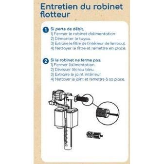 Kit chasse d'eau a tirette - ROUSSEAU - Certifié NF - Silencieux - Anti-siphonage - Réglable