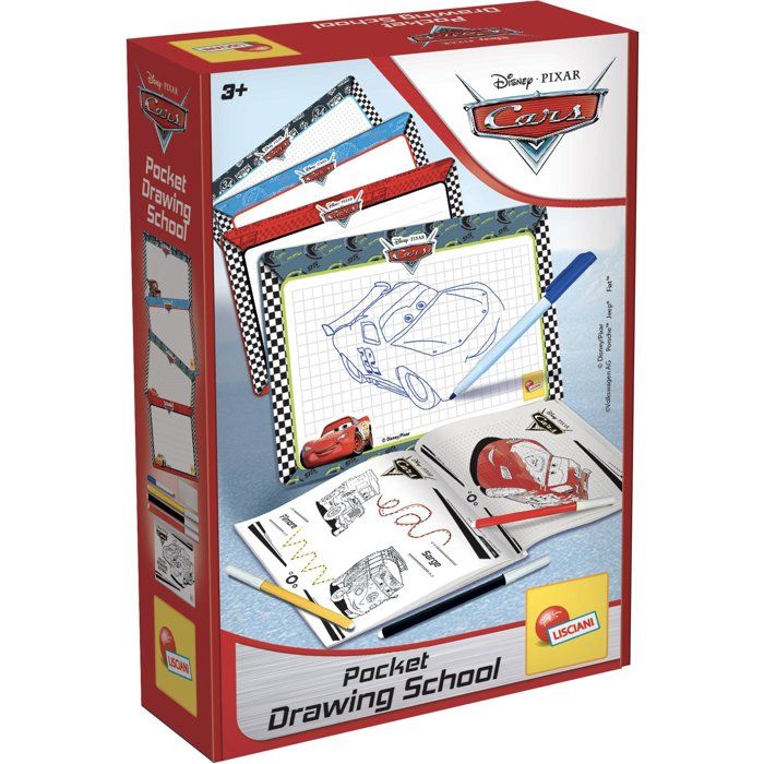 Pocket Studio de Dessin - Cars - LISCIANIGIOCHI - Kit Dessin - Ardoises effaçables - Guide explicatif - Des 3 ans