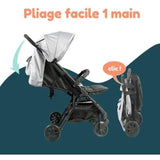 Bambisol - DS209 GRIS NOIR - Poussette Double Cote a Cote | Pour Jumeaux des la Naissance, Pliage Ultra-Compact | Noir Gris
