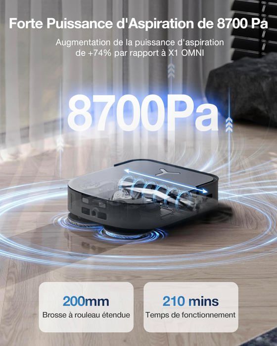 ECOVACS DEEBOT X2 COMBO - Robot Aspirateur Laveur avec Aspirateur a Main - 8700Pa - Vidage Automatique Double