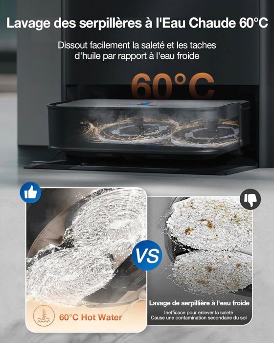 ECOVACS DEEBOT X2 COMBO - Robot Aspirateur Laveur avec Aspirateur a Main - 8700Pa - Vidage Automatique Double