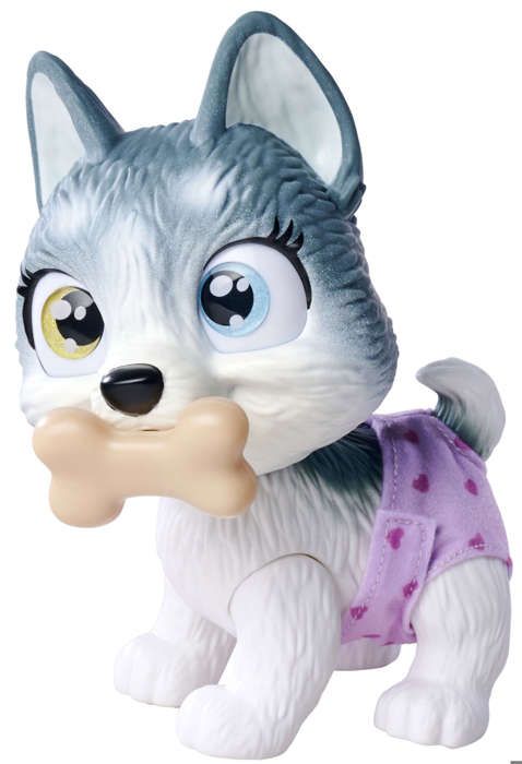 Smoby - Pamper Petz - Husky a adopter - 4 accessoires - Articulé - Bois et fais pipi - Certificat d'adoption - Des 3 ans
