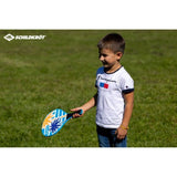 Raquettes de beachball - SCHILDKROT - Bois laqué - Poignée plastique noir - 2 balles - Sac filet refermable