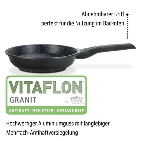 Poele a frire 28 cm Easy Click en aluminium et plastique avec couvercle en verre - GSW - 167833 - Noir