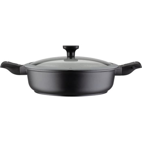 Poele a frire 28 cm Easy Click en aluminium et plastique avec couvercle en verre - GSW - 167833 - Noir