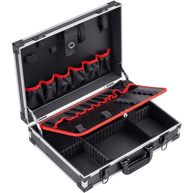 Malette a outils vide - MEISTER - Alu - 46 x 32 x 14 cm - Compartiments 15 + 6 - Bandes Velcro et élastiques intégrées