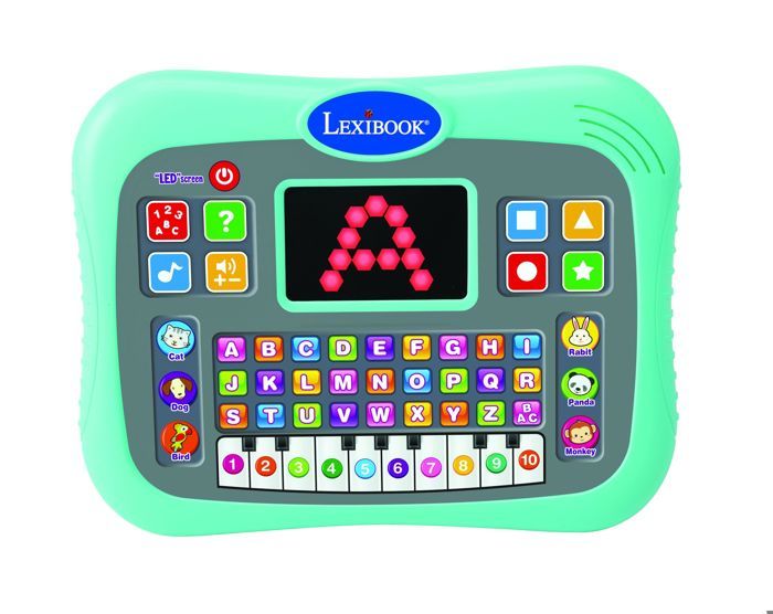 Tablette éducative bilingue parlante ABC avec touches tactiles et écran LED pour illustrer les interactions avec le jeu en anglais