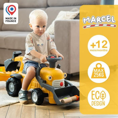 Porteur Chantier Marcel - FALK -  Pelle frontale, excavatrice - Jaune - Fabriqué en France - 90% de plastique recyclé - Des 12 mois