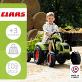 Tractopelle a pédales Claas - FALK - Volant directionnel, Selle pivotante & Excavatrice  remorque  - Fabriqué en France - Des 3 ans