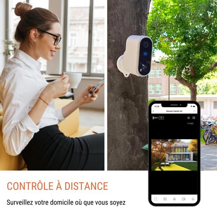 CamÈra de surveillance extÈrieure sans fil avec panneau solaire Konyks Camini Air 2 Solar