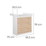 Chambre BÈbÈ Duo ROBA - Gabriella - Lit …volutif 70x140 + Commode a Langer Compacte - Bicolore