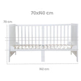 Lit bébé évolutif - 70 x 140 cm - ROBA - EASY SLEEP - Blanc laqué