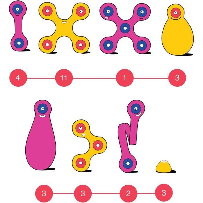 Crew Pack CLIXO - Rose/Jaune - GIPSY TOYS - Jeu de Construction magnétique, Flexible, Durable et imaginatif - 30 pieces - Des 4 ans