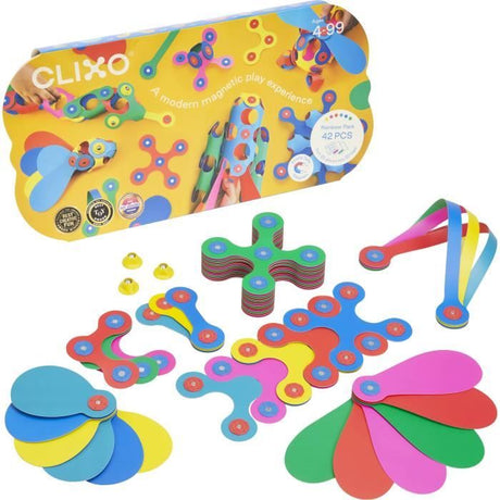 Rainbow Pack CLIXO - GIPSY TOYS - Jeu de Construction Magnétique, Flexible, Durable et Imaginatif -  42 pcs - Des 4 ans