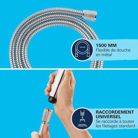 Flexible de douche - GROHE - VitalioFlex - 1,5 m - Métal - Chromé