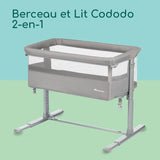 BEBECONFORT Zina Berceau Pliable Bebe & Cododo, 0-6 m (0-9 kg), 5 Positions de Hauteur Réglables, Matelas Inclinable, Mineral Grey