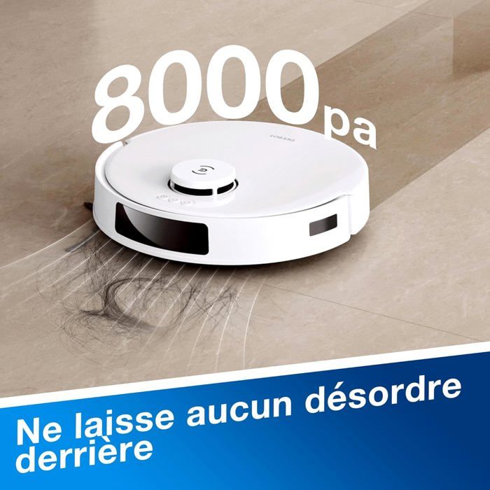 Aspirateur Robot Laveur ECOVACS DEEBOT N20 PLUS, Technologie PureCyclone avec conteneur a poussiere sans consommable, 8000Pa