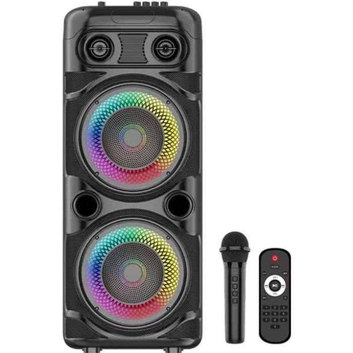 Luminous Karaoke Speaker - INOVALLEY - KA123-XXL - Bluetooth V5.0 - 75 cm - 900 W - Black