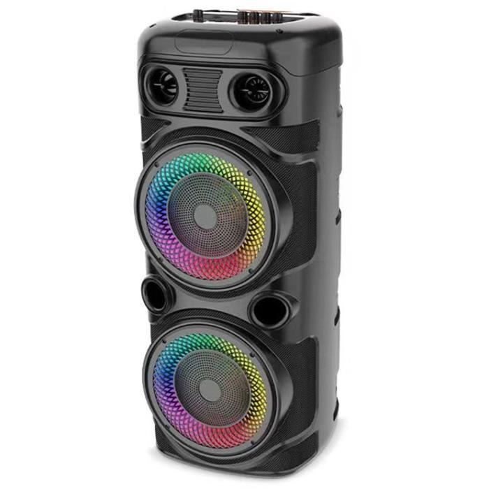 Enceinte Karaoké lumineuse - INOVALLEY - KA123-XXL - Bluetooth V5.0 - 75 cm - 900 W - Noir