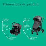 BEBECONFORT Haze Trio, Poussette 3 en 1, 0-4 ans, 22 kg max, siege auto bébé i-Size, pliage compact, panier spacieux, Tinted Stone