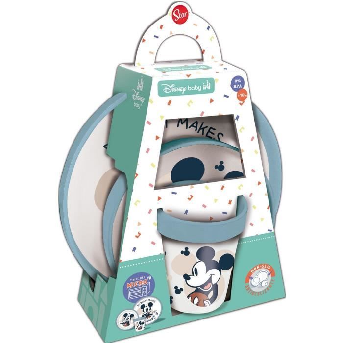 Coffret repas - THERMOBABY - 3 pieces - Bol, assiette et gobelet - Mickey